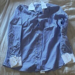 RGB slim fit  Blue and White Striped Shirt